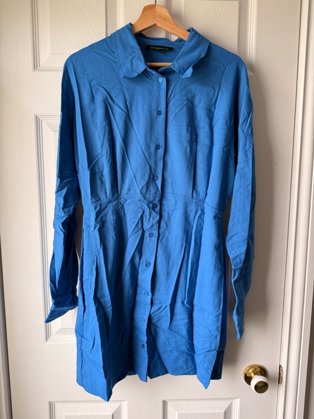 Dynamite Bright Blue Collared Shirt Dress